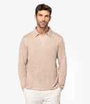 Spasso Long Sleeve Linen Polo Shirt