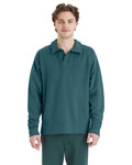 Unisex Garment Dye Polo Collar Sweatshirt