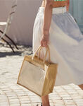 Cotton Pocket Natural Starched Jute Midi Tote